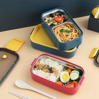 Контейнер для еды Bento Box из пшеничной соломы, герметичный ланч-бокс из нержавеющей стали