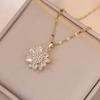 Copper Micro-inlaid Zircon Rotating Sunflower Pendant Necklace Temperament Light Luxury Niche Design Sense Clavicle Chain