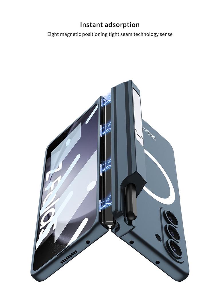 Магнитный чехол для беспроводной зарядки Samsung Z Fold 5 - Полное покрытие, Креативный дизайн, с подставкой