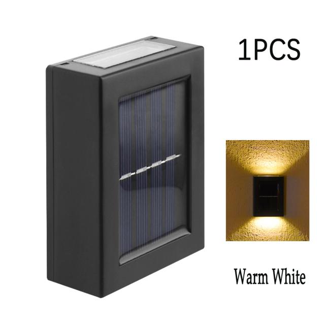 Настенный светильник на солнечной батарее, уличный водонепроницаемый световой светильник вверх и вниз, украшение сада, солнечные фонари, лестница, забор, солнечный свет, лампа