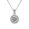 Mosan Diamond Necklace Women's New 925 Sterling Silver Round Bag Pendant Full of Diamond Round Collarbone Choker Jewelry 5 Carats