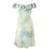 Sancai Floral Chiffon Ruffle Two-Way Resort Maxi Dress