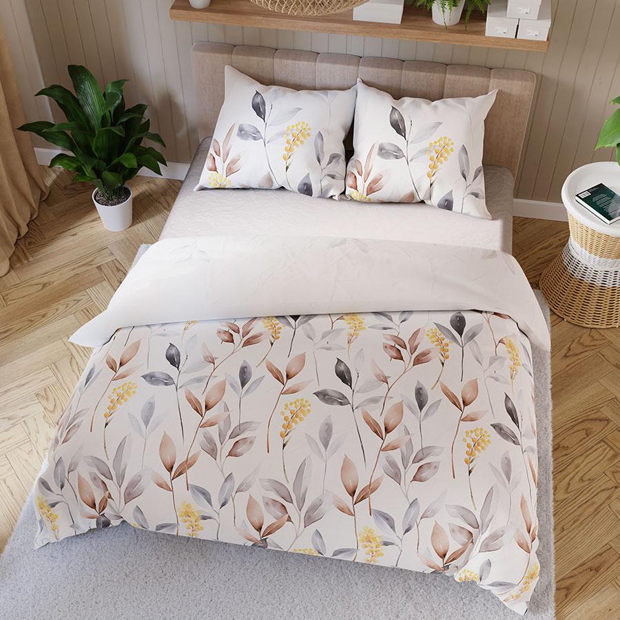 ZARIA bedding set 160x200 cm - satin cotton, delicate floral pattern