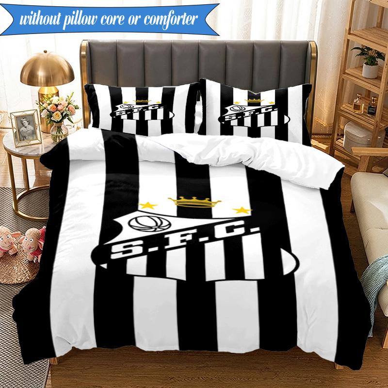 3PCS Fc Crest Design Printed Soft Bedding Set,Including 1pc Duvet Cover And 2pcs Pillowcases Perfect for Bedroom, Dormitory, Fan gift