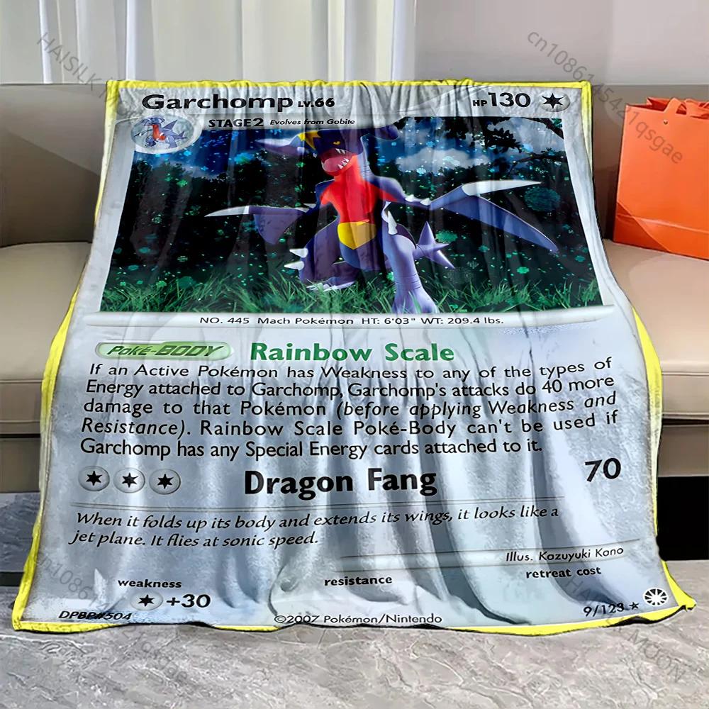 Pokémon Cards Garchomp Printed Blanket Cartoon Flannel Fluffy Soft Blanket for Adult Kids Plush Sofa Bed Car Camping for Gifts