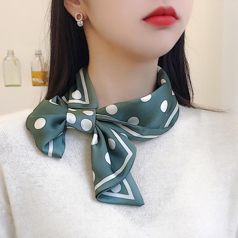 Silk Scarf Female Versatile Spring And Autumn Small Square Scarf Female Foreign Style Scarf Scarf Neck Protection Summer Scarf Silk Scarf Headband