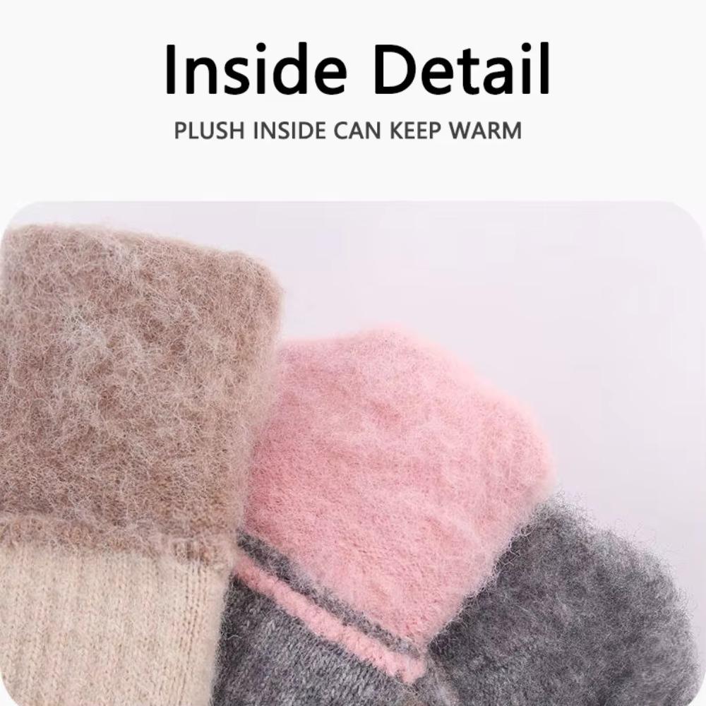 Anti slip Winter Gloves Touchscreen Women Gloves Vintage Warm Mittens  Outdoor Riding
