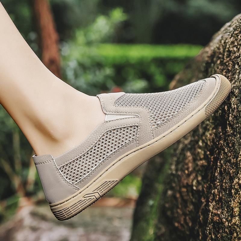 Летняя мужская повседневная обувь с дышащей сеткой, мужские лоферы, удобная обувь для вождения, мокасины, мужская обувь на плоской подошве