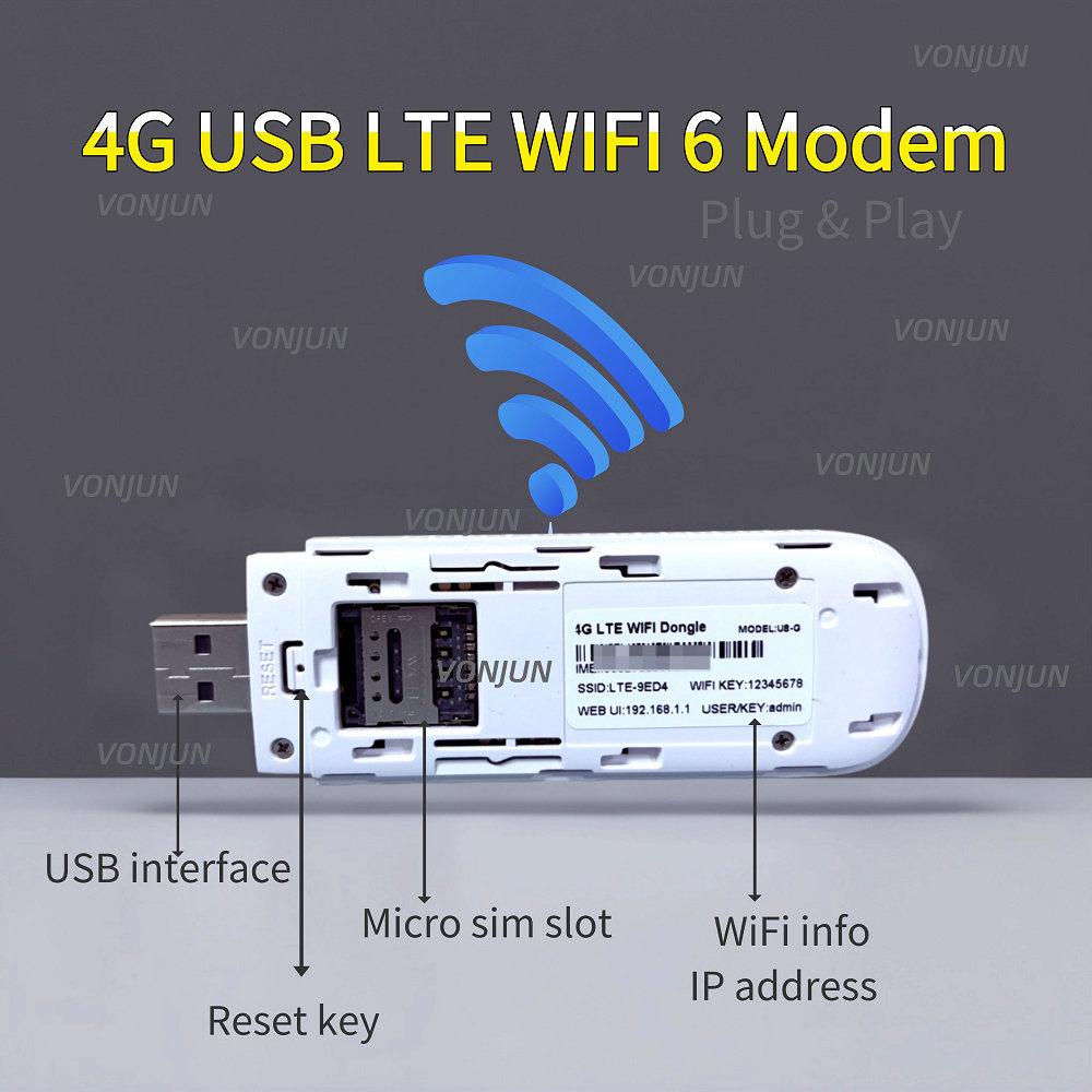 4G UFI Wireless Router & WIFI6 Dongle: MIFI U8 US Version