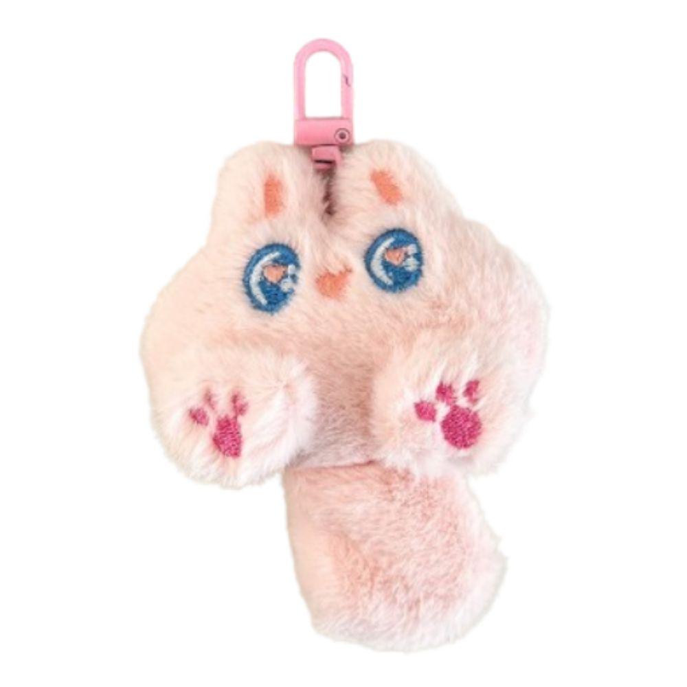 Stuffed Coffee Cat Plush Keychain Pink Claw Animal Plush Key Chain Friends Birthday Gifts