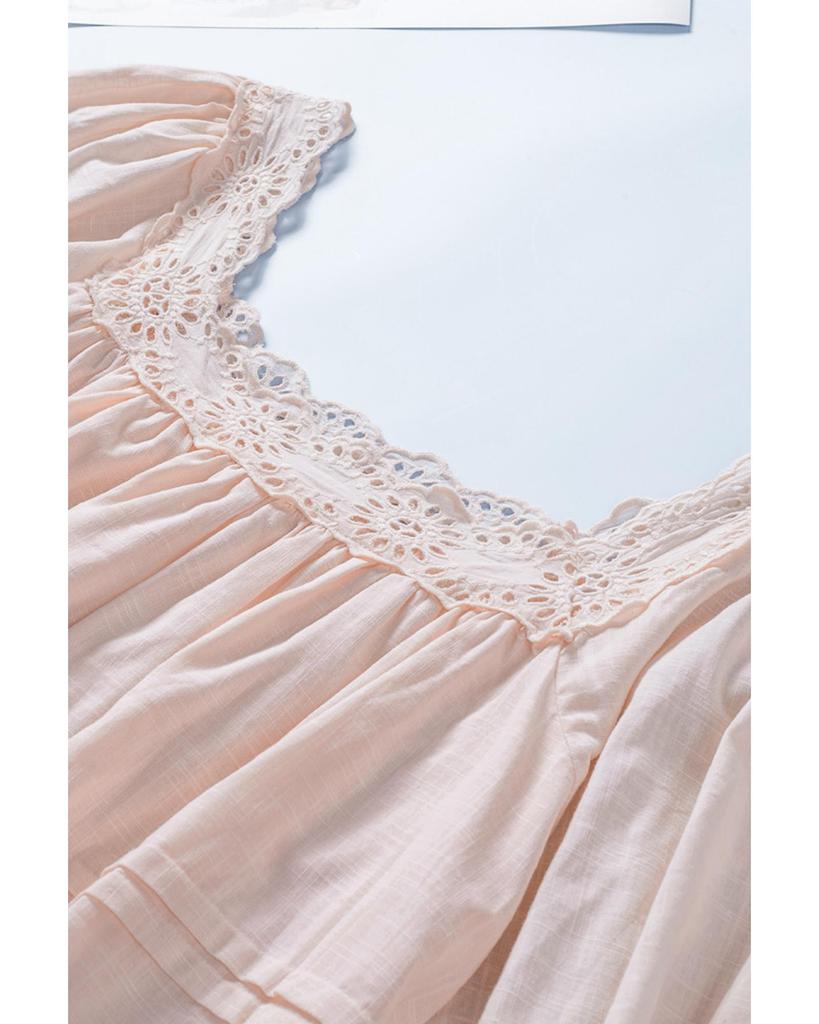 Azura Exchange Блуза Babydoll с рукавами-фонариками и люверсами