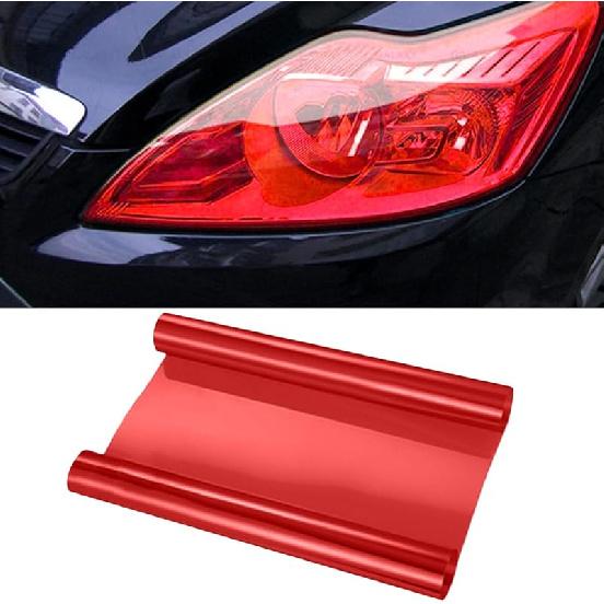 11.88×48 Inches Car Light Self-Adhesive Tint Film Brake Light Headlight Tail Light Fog Light Car Vinyl Wrap Protector Film Auto Modification Cover