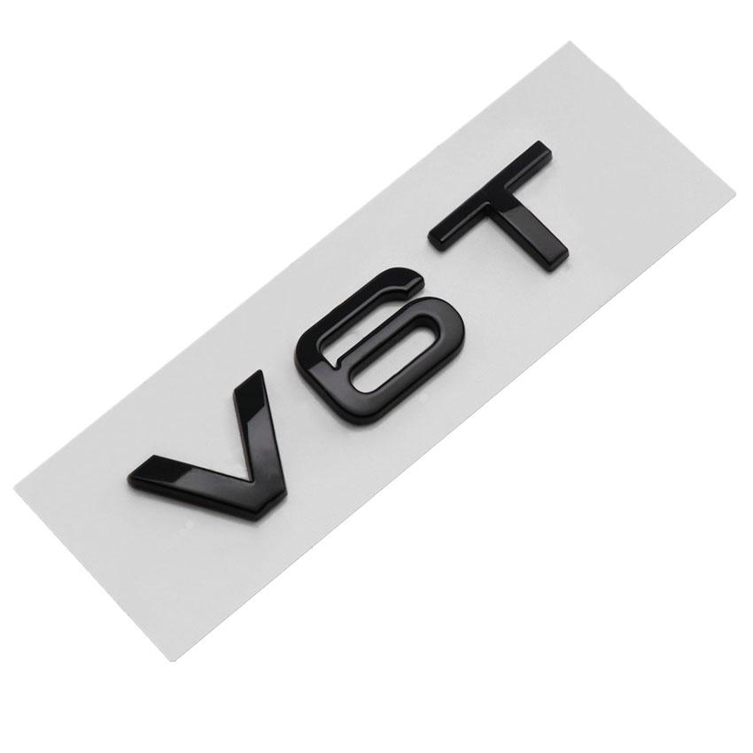 V6T V8T W12 V10 Logo Car Trunk Emblem Badge Sticker ABS Car Refurbishment Decoration Black Knight Style Modification Suitable