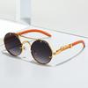 Мужские винтажные круглые солнцезащитные очки UV400 Модные с двойной переносицей Разноцветные линзы Женские Ретро Трендовые Роскошные Дорожные Солнцезащитные очки