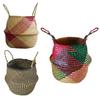 Nordic Foldable Seagrass Storage Basket Patchwork Seagrass Garden Flower Pot Planter Laundry Basket