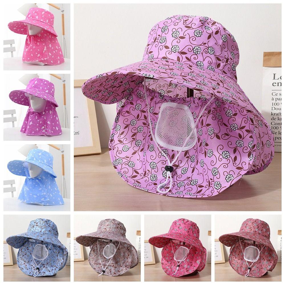 Face Mask Sunshade Shawl Cap Printing Agricultural Work Hat Casual Wide Brim Sun Hat Outdoor