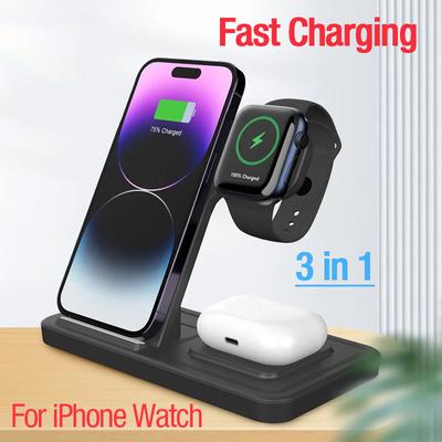 15 Вт 3 в 1 беспроводная зарядная подставка для iPhone 15 14 13 12 11 Pro Max Apple Watch 9 8 7 6 SE AirPods Pro 2 3 быстрая зарядная станция