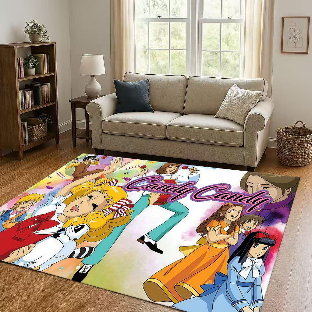 Retro Candy Candy Sweet Girl Cartoon Room Non-Slip Area Rug Soft Carpet for Bedroom Playroom Sofa,Easy Clean Home Decor Doormat