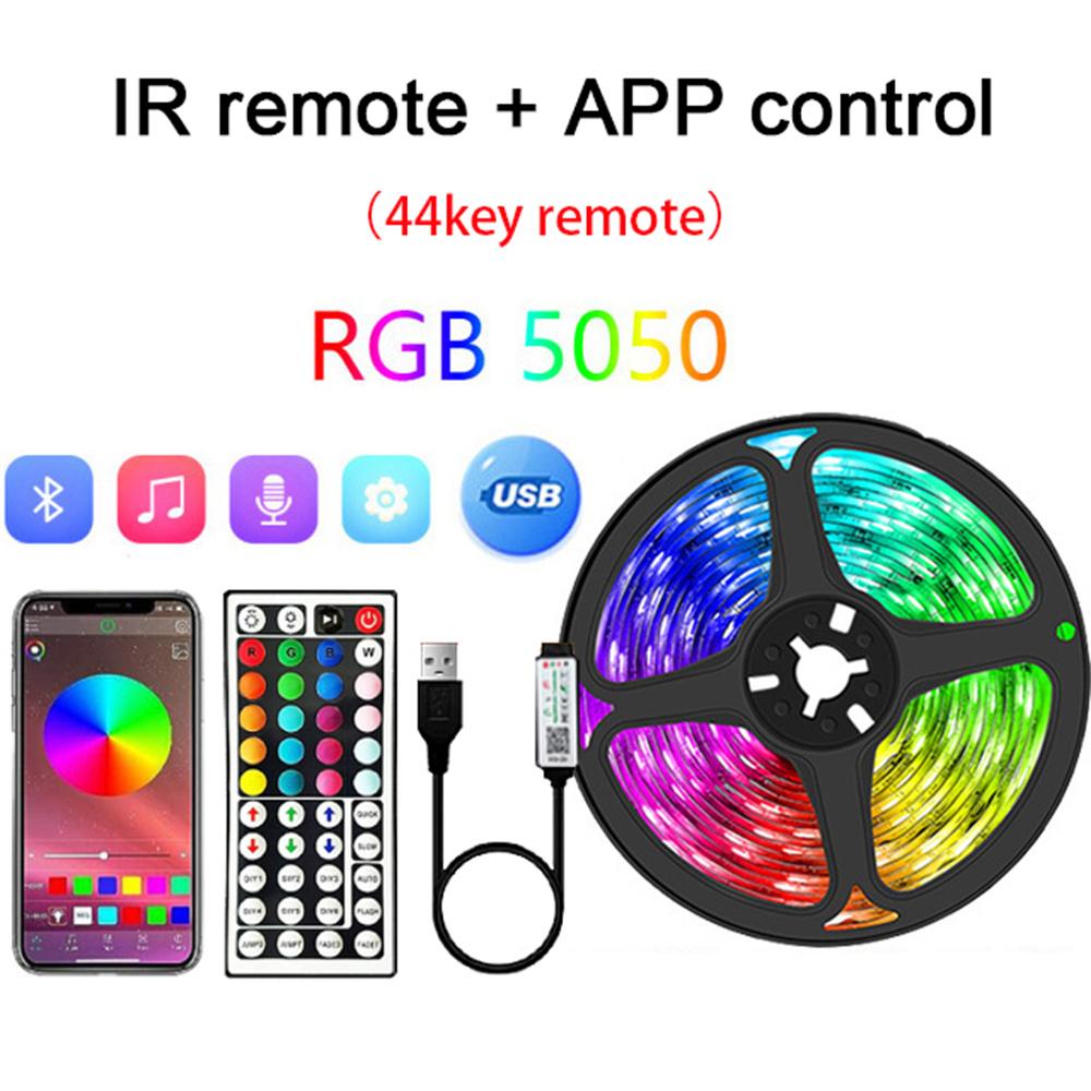 Светодиодная лента RGB5050 с управлением по Bluetooth, светодиодная лента с 44 клавишами, дистанционный пульт управления, лента для украшения комнаты, подсветка телевизора