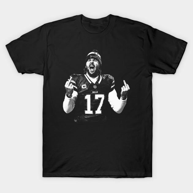 Asian Size Men Black Print T-shirt Midle Finger Josh Allen 90S No-Cut Heat Transfer Print Cotton Tshirt