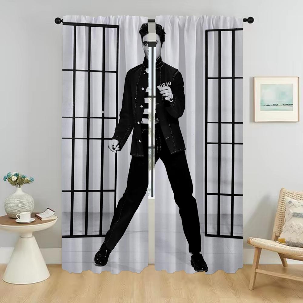 Elegant Room Curtains 2 Pieces Elvies Window Curtain for Room 2 Panel Tulle for Bedroom Halloween Decoration Shades Partition