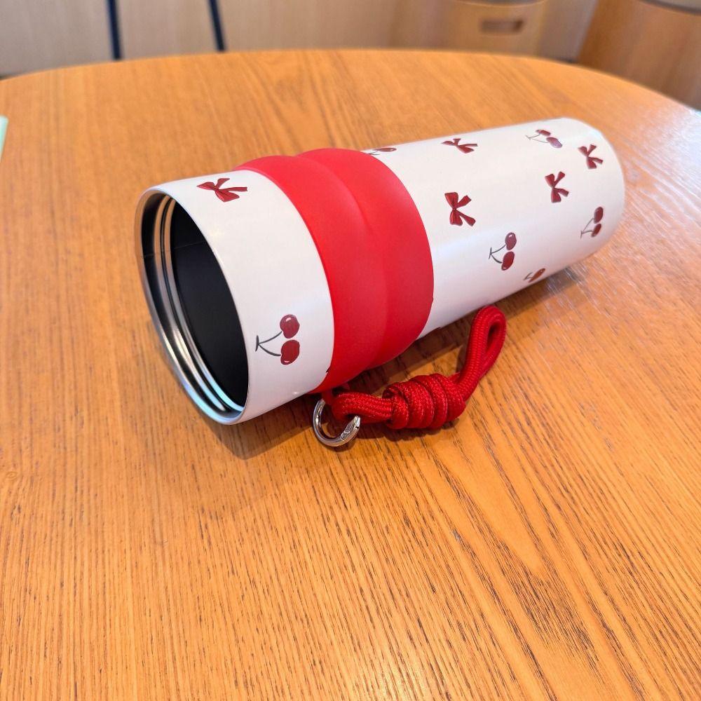Pink Flower Red Cherry Vacuum Cup Bow Direct Drinking Cup Portable Vacuum Cup  Boys and Girls