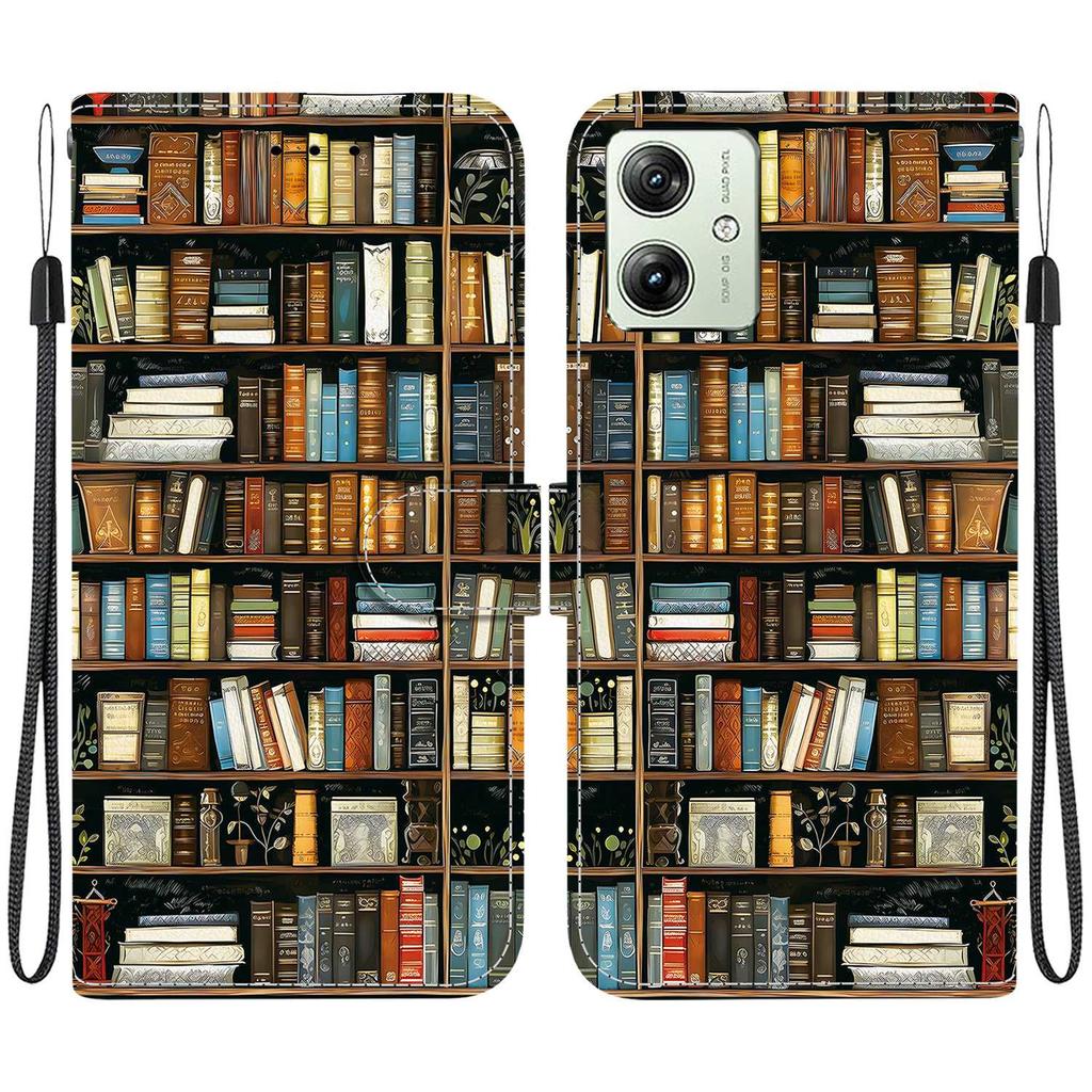 Чехол-книжка из искусственной кожи ручной работы для Motorola Moto G54, противоскользящая противоударная крышка с ремешком на запястье и дизайном в виде сердечка/розы/кошки