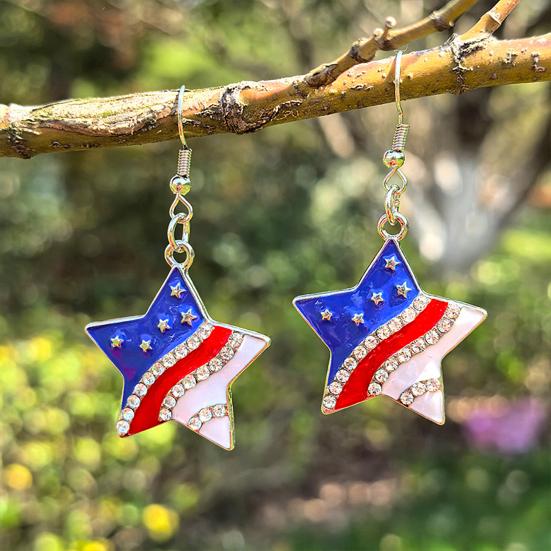 USA Flag Earrings for Women, Patriotic Red White Blue Earrings, American Flag Dangle Drop Earrings, 4th of July Independence Day