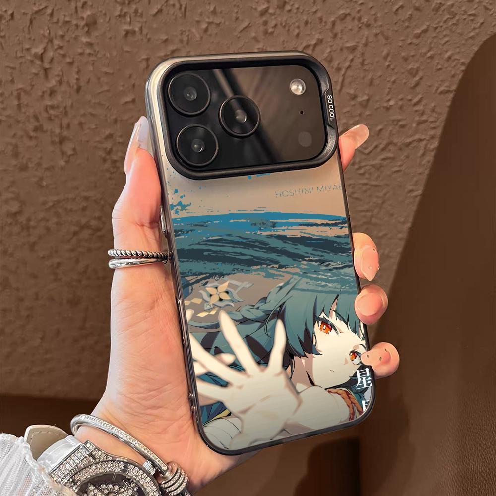 Крутой Чехол для Телефона ZZZ в Стиле Аниме Для iPhone 17 16 15 14 13 12 11 Pro Max Черно-Фиолетовый Матовый Лазерный Металлик Аврора Funda