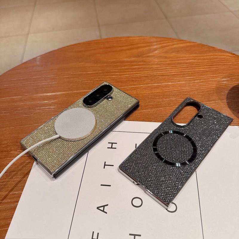 For Magsafe Leather Phone Case for Samsung Galaxy Z Fold Ultra Fold 7 6 5 4 3 5G with Magnetic Wireless Charge Protection Cover
