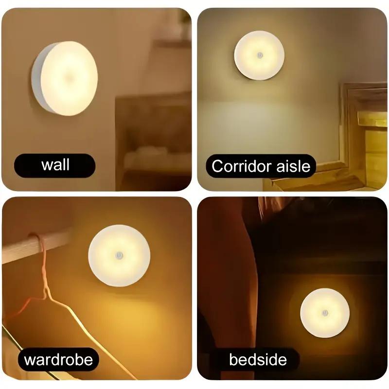 3 шт. Светодиодные ночники 3 цвета USB перезаряжаемые кнопочные магнитное крепление аварийное освещение прикроватная тумбочка свет для шкафа