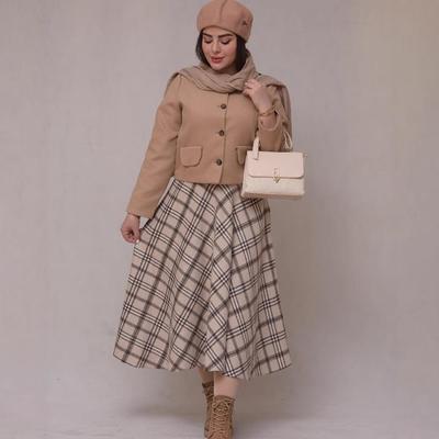 2024 Ранняя осень Европейский и американский костюм-платье в гусиную лапку, стройнящее