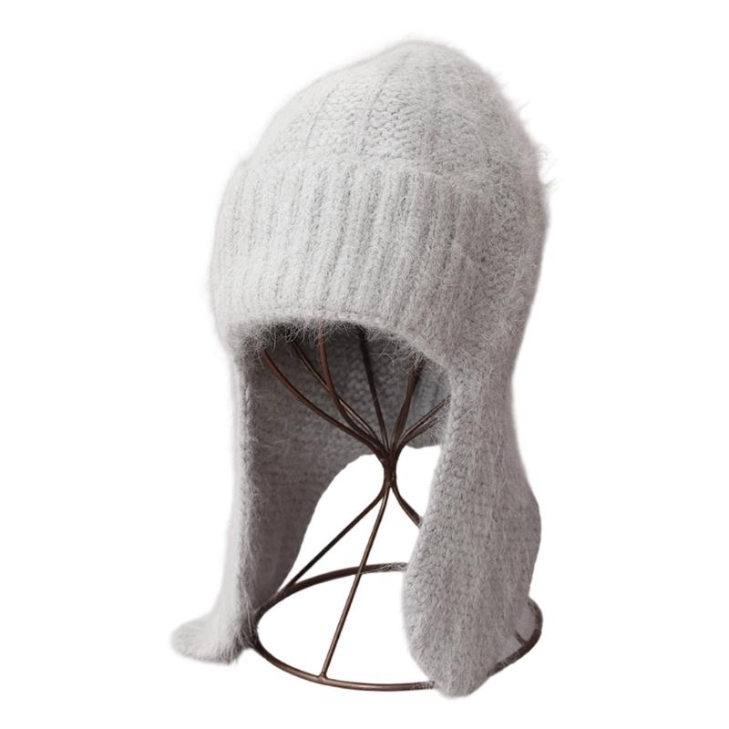 Adorable Color Knit Hat Windproof Ears Thermally Design Winter Outdoor Use