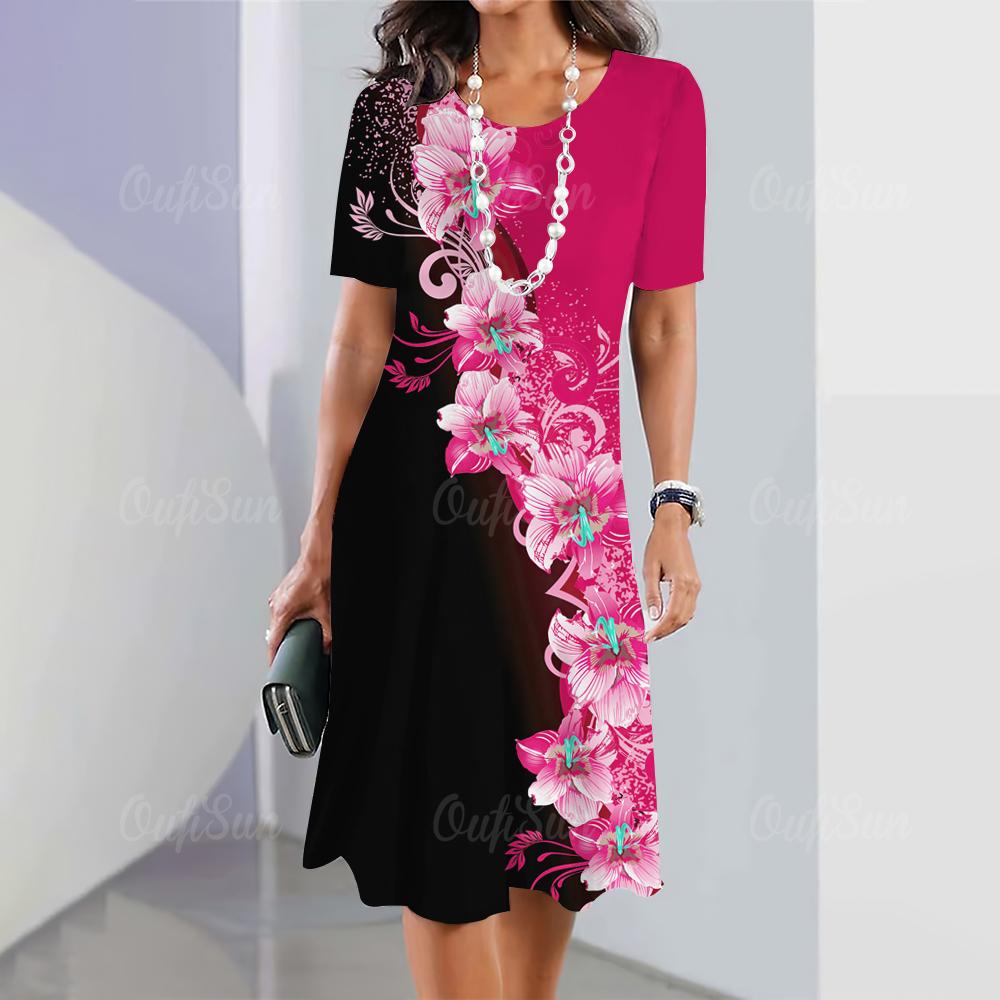 Butterfly & Floral 3D Print New Women's Dresses Plus Size Female Summer Dress