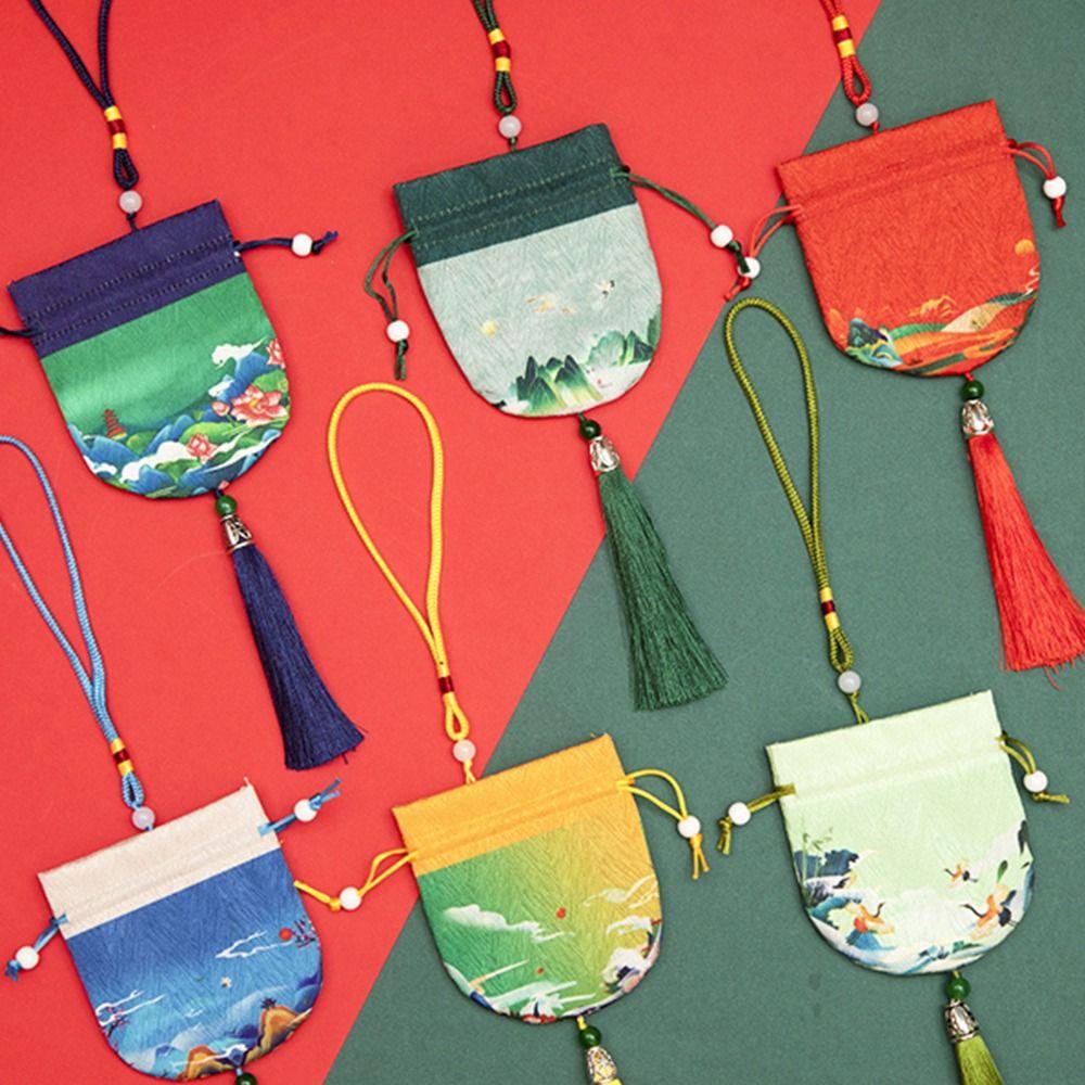Flower Cloth Necklaces Case Chinese Style Storage Bag Women Jewelry Bag Empty Sachet Purse Pouch
