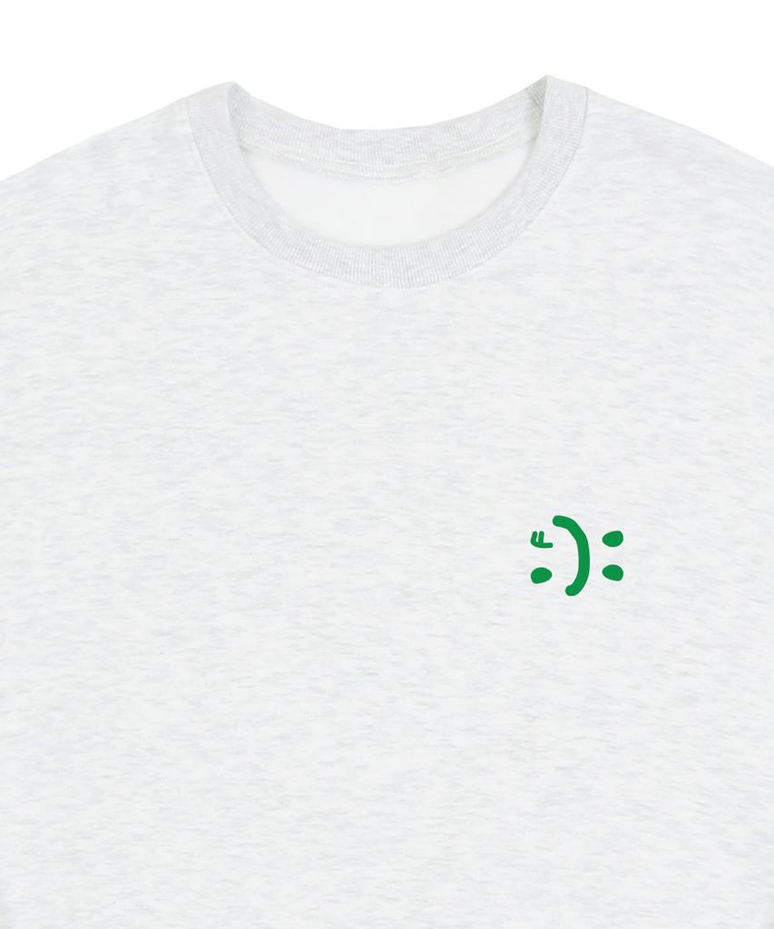 GRAVER [Unisex] Small Double Drawing Smile Sweatshirt_Melange White