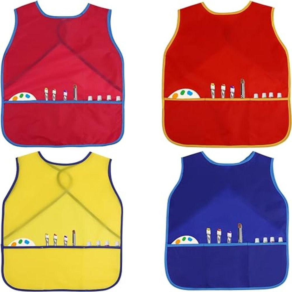 with 3 Pockets Painting Aprons Nylon Kids Apron Cleaning Apron Kids Art Smock Home