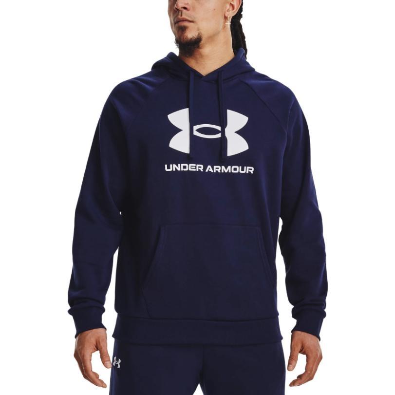 Under Armour Rival Fleece Sweatshirts Men's Navy Blue Hooded Moderate Regular Unisex 1379758-410