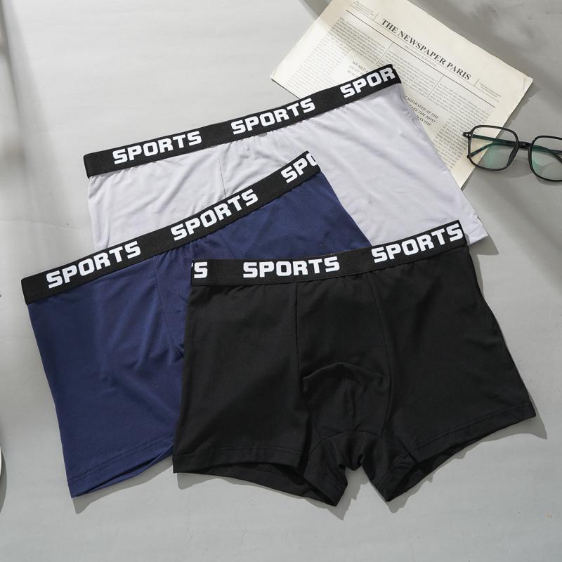Men's Letter Print Boxer Shorts Soft Breathable Underwear Comfortable Elastic Waistband Sporty & Casual Boxers Underpants