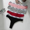 Women's Cotton Low-Rise Seamless Comfortable Thong Letter Printed Breathable Sports Briefs