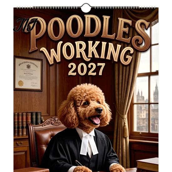 Animal Theme Hanging Calendar 2027 Funny Dog Working Wall Calendar, Jan. 2027-Dec. 12 x Daily Schedule Organizer 8 Inch Monthly Planner with