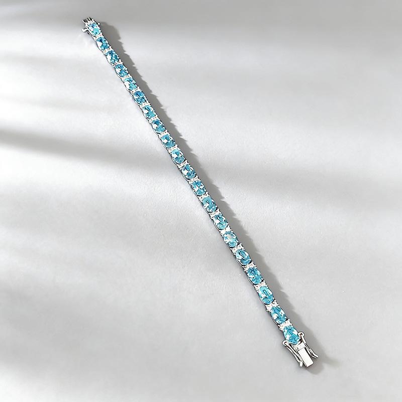 Xian Can Jewelry Браслет из серебра S925 с бриллиантами высокой чистоты и роскошным аквамарином