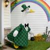 1 Set St. Patrick's Day Porch Goose Outfits Outdoor Garden Lawn Yard Goose Statue Costume Hat Black Carrying Basket Holiday Dress-up Clothing
