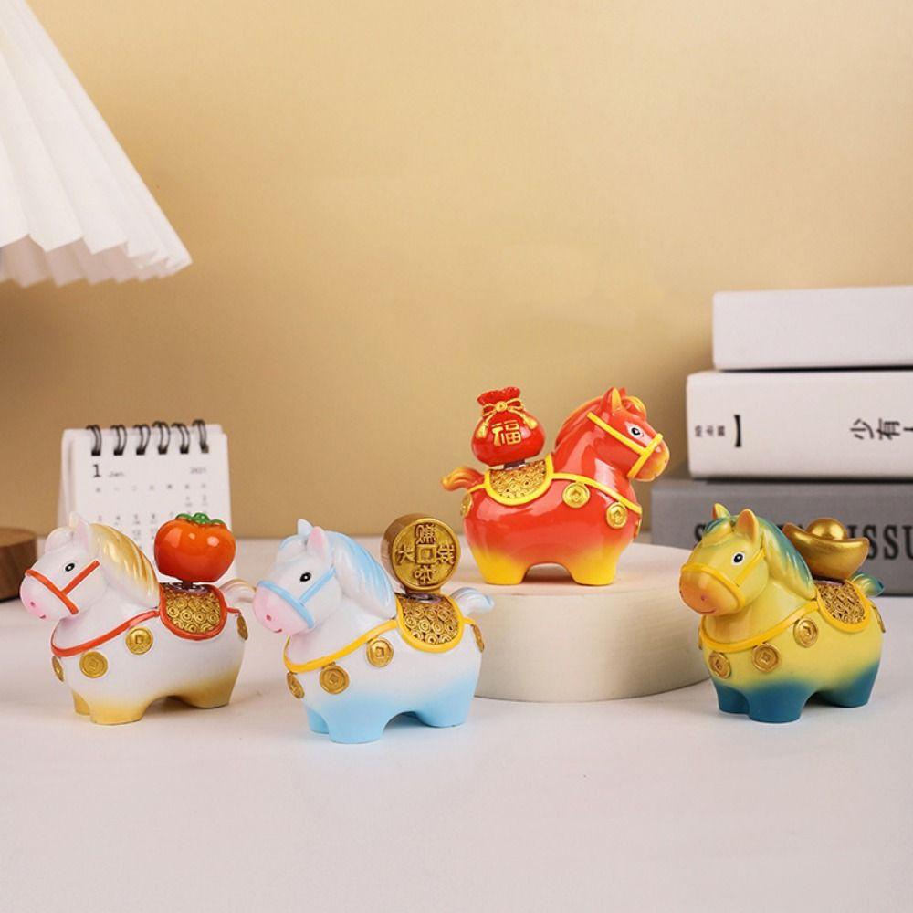 Handcrafted Zodiac Horse Ornaments Rotatable Zodiac Horse Figurines Chinese New Year