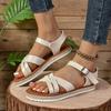 Fashion Summer Women's Shoes 2024 New Women's Sandals Fashionable Solid Color Open Toe One-line Buckle Strap Large Size Women's Sandals