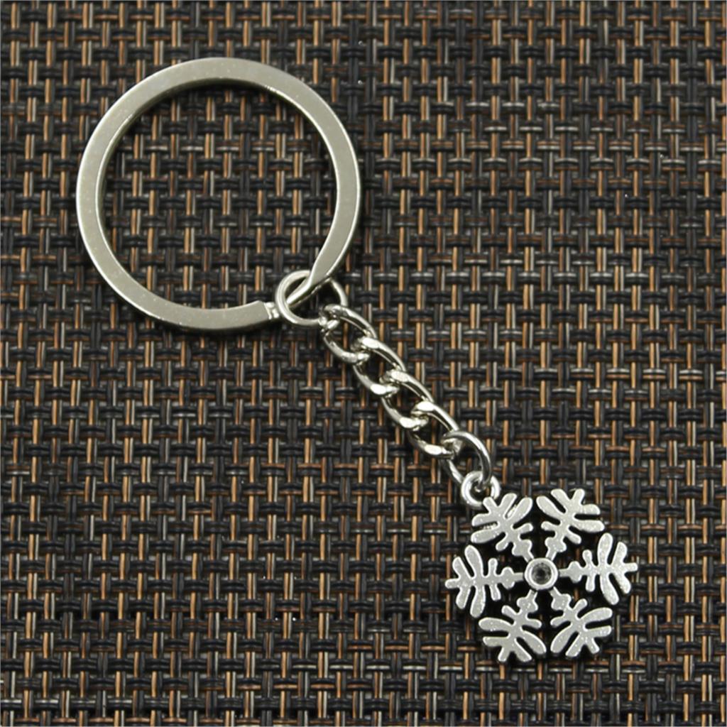Fashion Snowflake Snow 20x23mm Pendant 30mm Key Ring Chain Bronze   Men Car Gift Souvenirs Keychain