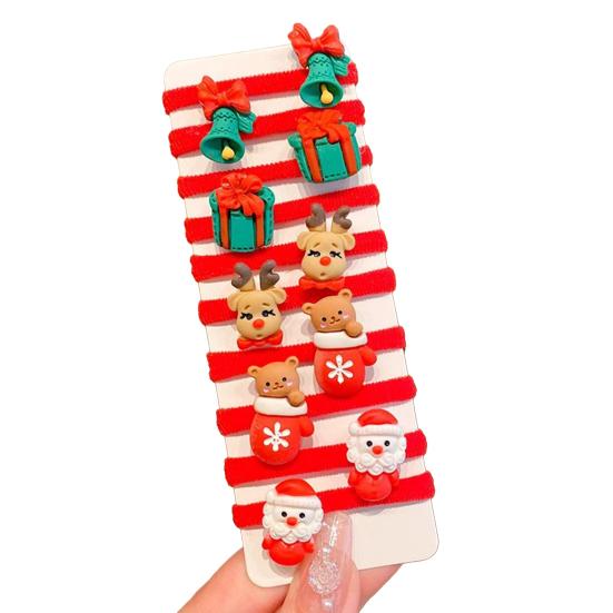 10 шт. Заколки для волос для девочек Снеговик Снежинка Санта Клаус Рождественская тематика Кольца для волос Хвосты Пучки Косы Рождественские праздничные аксессуары для волос