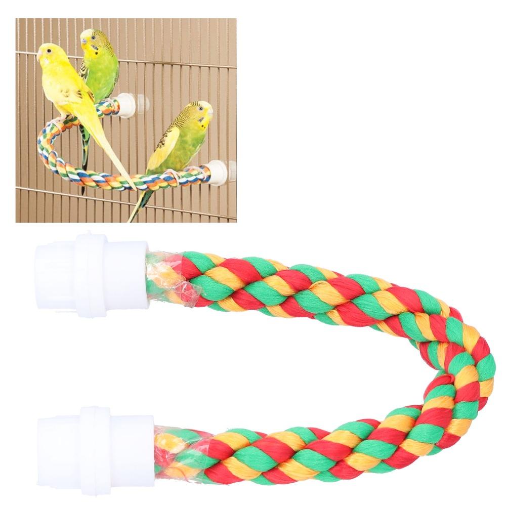 Colorful Design Cotton Rope Perch Adjustable Length U Shape Stand Bird Climbing Toy For Parrots