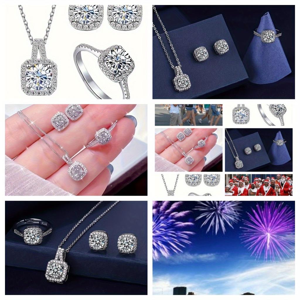 Элегантный роскошный стиль, набор из натурального камня, кольцо, серьги, ожерелье, набор, ключичная цепочка, квадратные серьги, ключичное цепочное кольцо, изысканный подарок для женщин