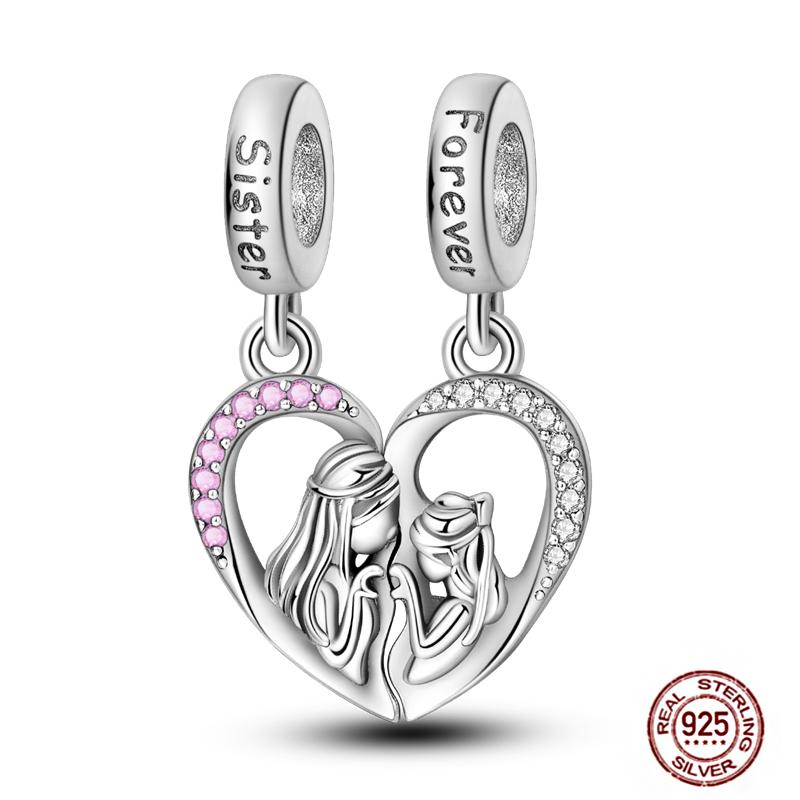 Медные Шармы Большая Любовь Мама Семья Сестра Розовое Сердце Тюльпан Бусины Ча Подходят для Оригинального Браслета Сделай Сам Ювелирный Подарок на День Матери